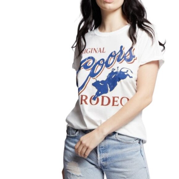Odd People Womens T-Shirt Tee Original Coors Rodeo Graphic White L New - Picture 1 of 3